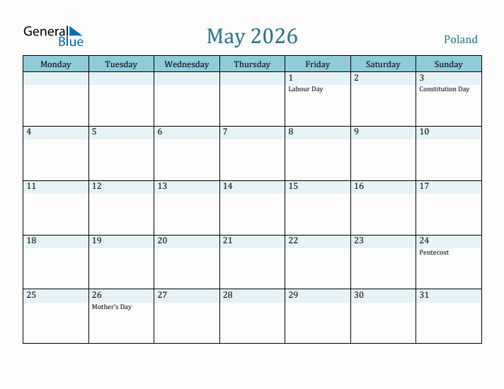 May 2026 Calendar with Holidays