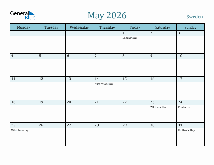 May 2026 Calendar with Holidays