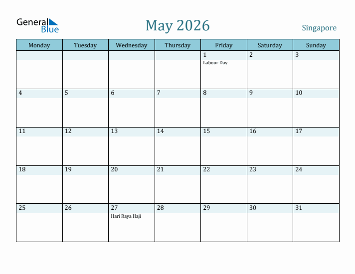 May 2026 Calendar with Holidays