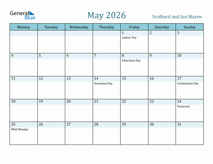 May 2026 Calendar with Holidays