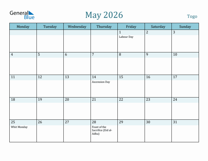 May 2026 Calendar with Holidays