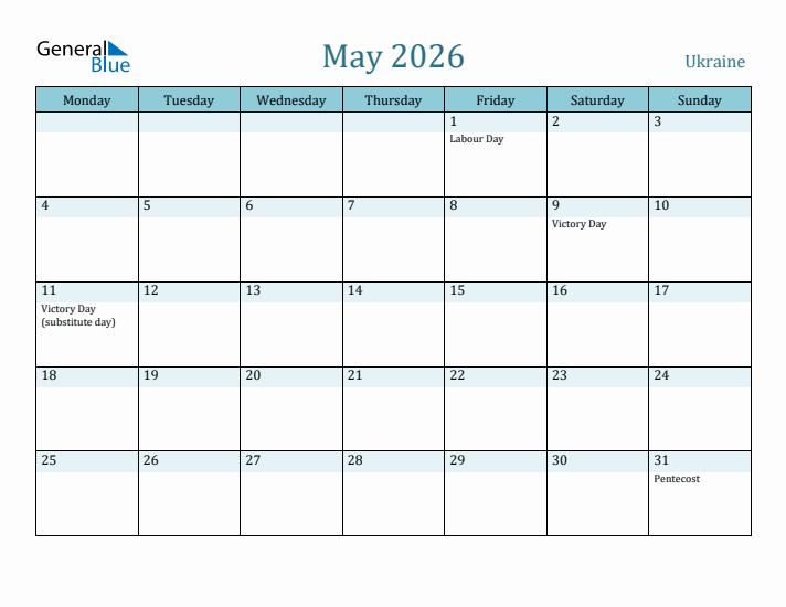 May 2026 Calendar with Holidays