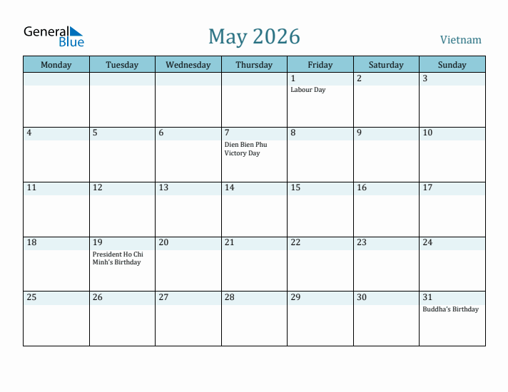 May 2026 Calendar with Holidays