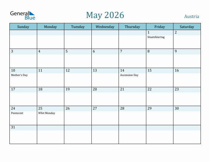 May 2026 Calendar with Holidays