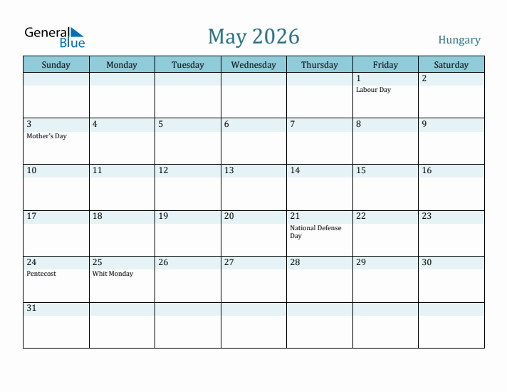 May 2026 Calendar with Holidays