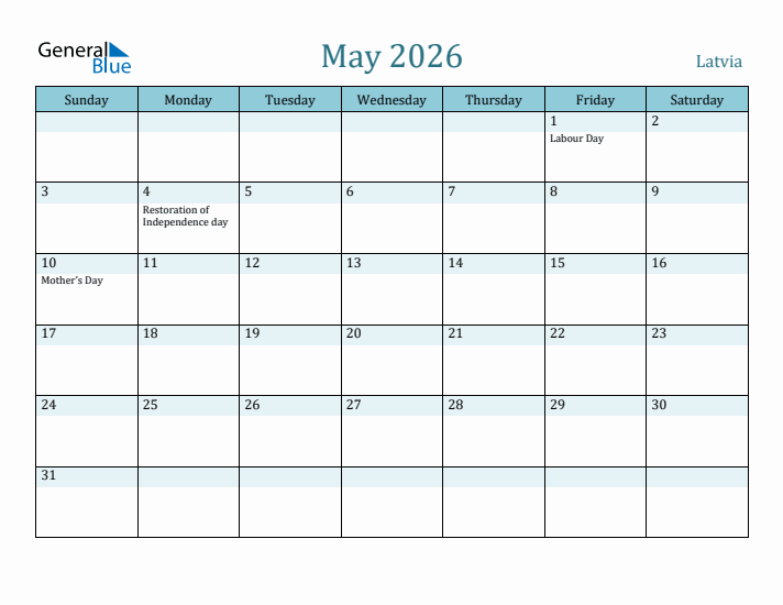 May 2026 Calendar with Holidays