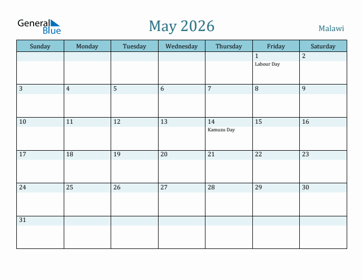 May 2026 Calendar with Holidays