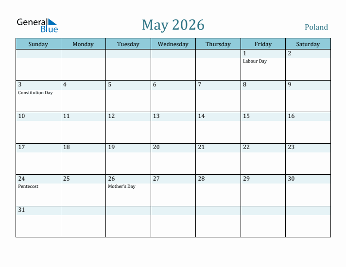 May 2026 Calendar with Holidays