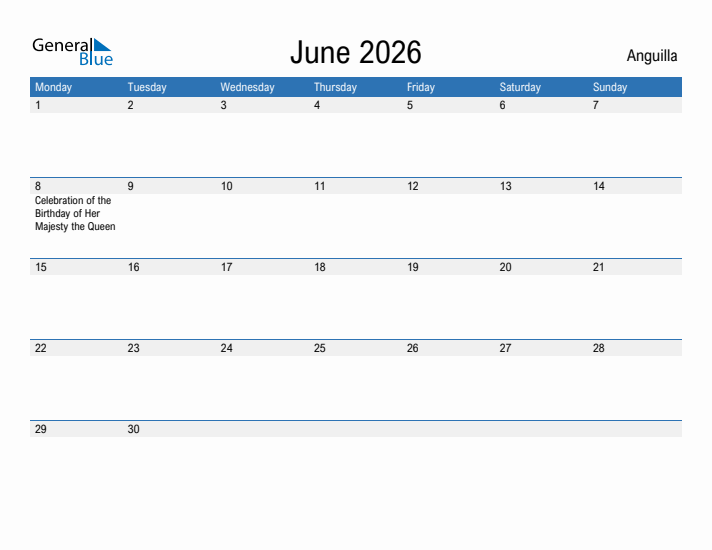 Fillable June 2026 Calendar