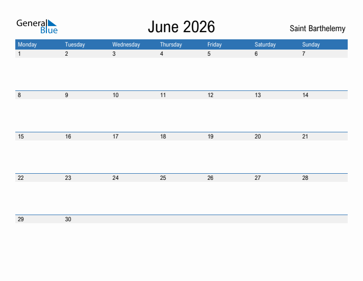 Fillable June 2026 Calendar