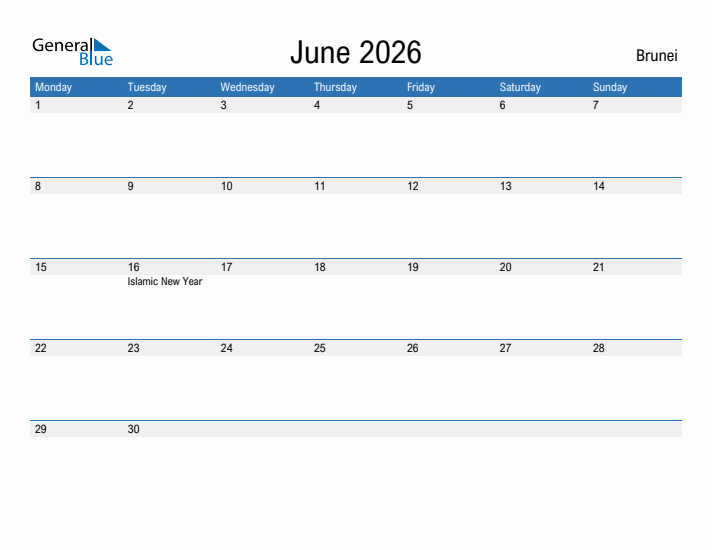 Fillable June 2026 Calendar