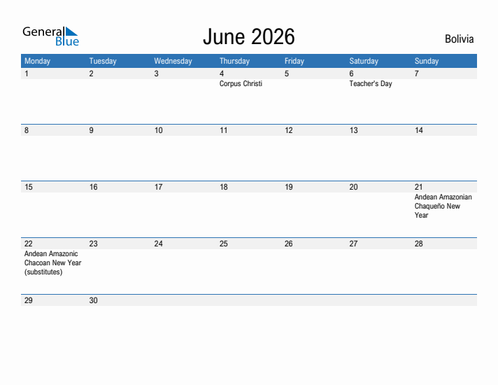 Fillable June 2026 Calendar