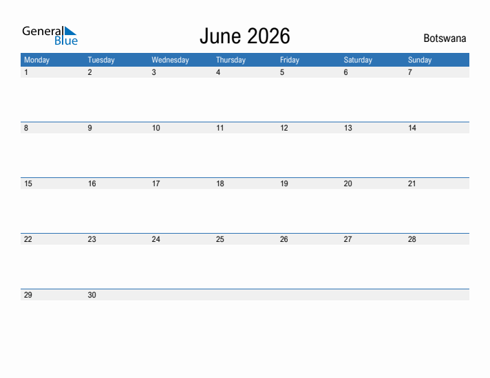 Fillable June 2026 Calendar