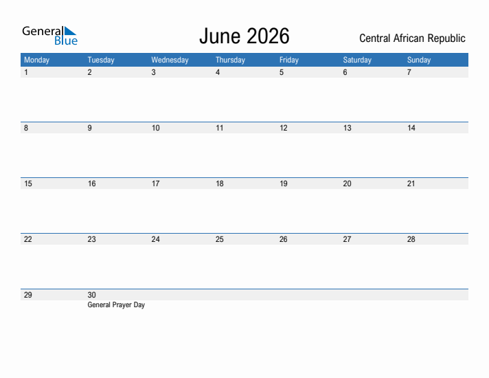 Fillable June 2026 Calendar