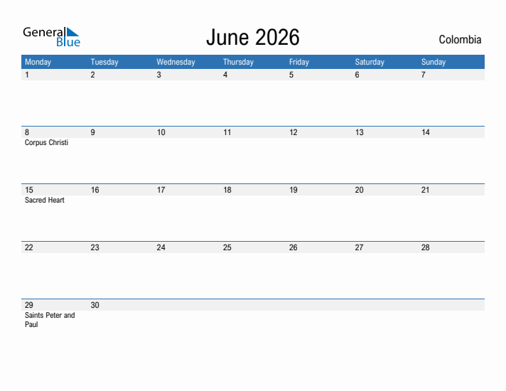 Fillable June 2026 Calendar