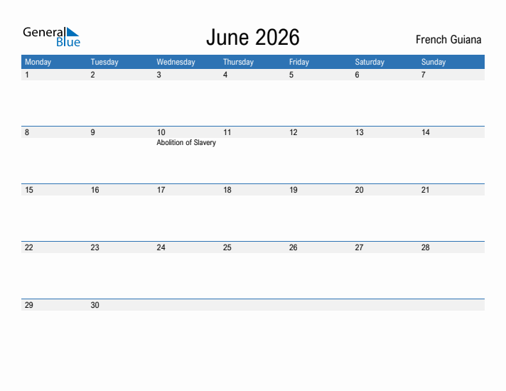 Fillable June 2026 Calendar