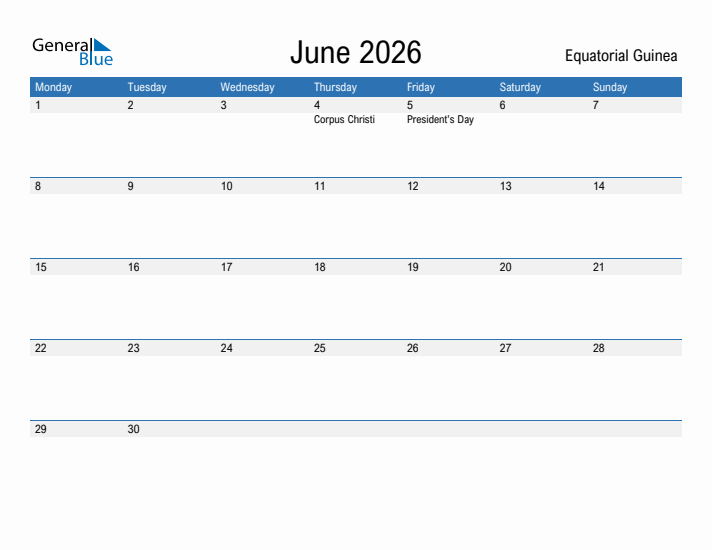 Fillable June 2026 Calendar