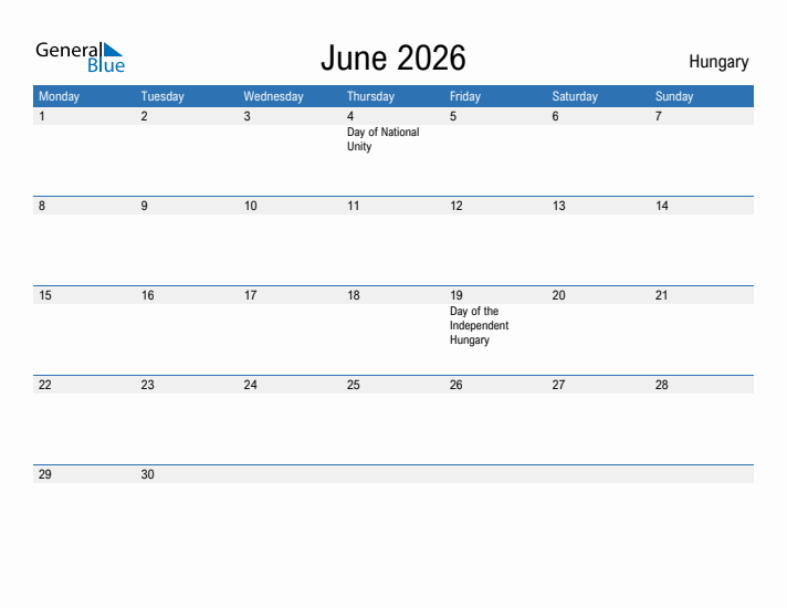 Fillable June 2026 Calendar