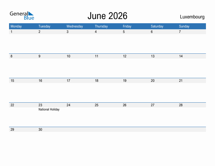 Fillable June 2026 Calendar