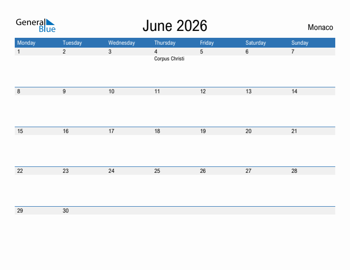 Fillable June 2026 Calendar