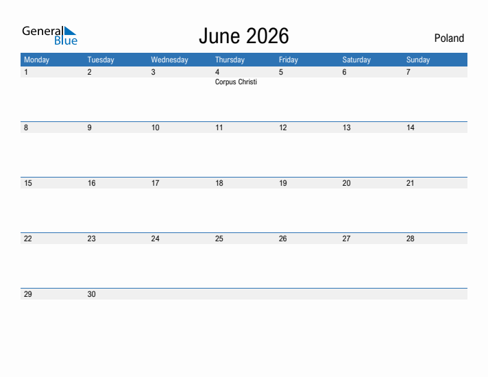 Fillable June 2026 Calendar