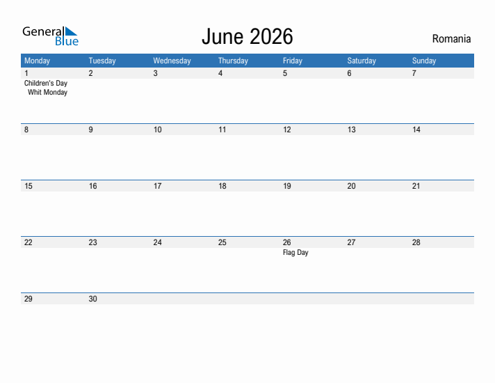 Fillable June 2026 Calendar