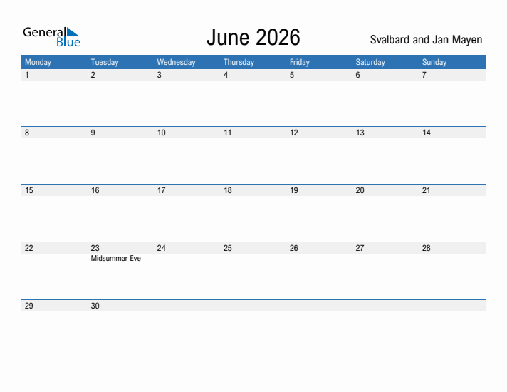 Fillable June 2026 Calendar