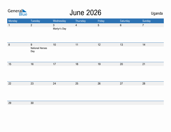 Fillable June 2026 Calendar