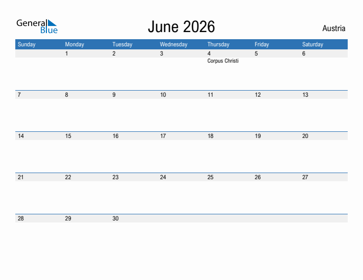 Fillable June 2026 Calendar