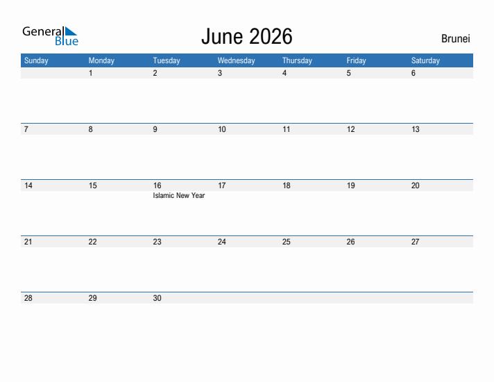 Fillable June 2026 Calendar