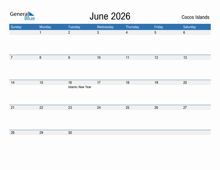 Fillable June 2026 Calendar