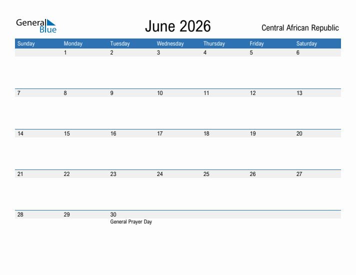 Fillable June 2026 Calendar