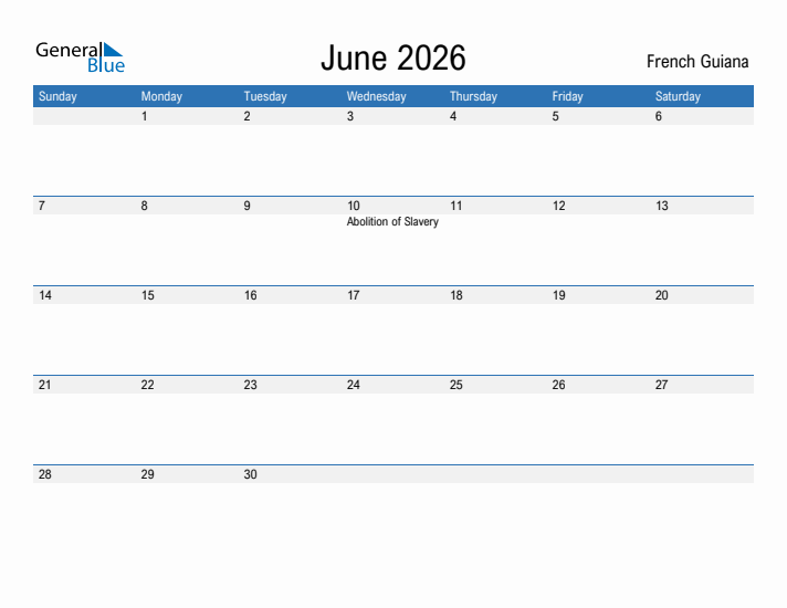 Fillable June 2026 Calendar