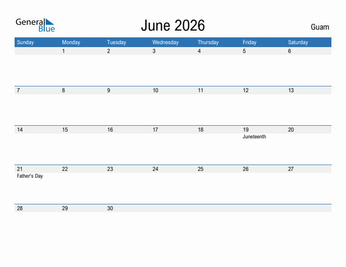 Fillable June 2026 Calendar