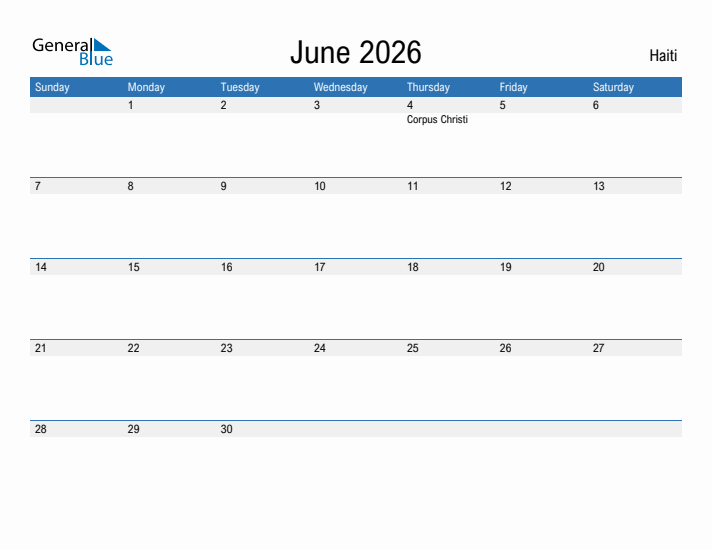 Fillable June 2026 Calendar