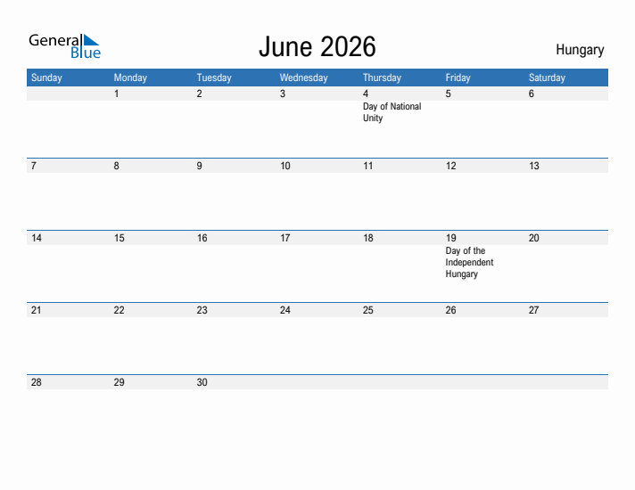 Fillable June 2026 Calendar