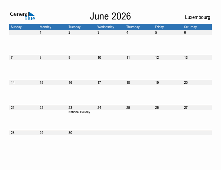 Fillable June 2026 Calendar