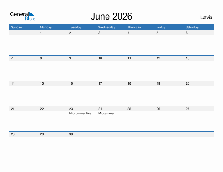 Fillable June 2026 Calendar