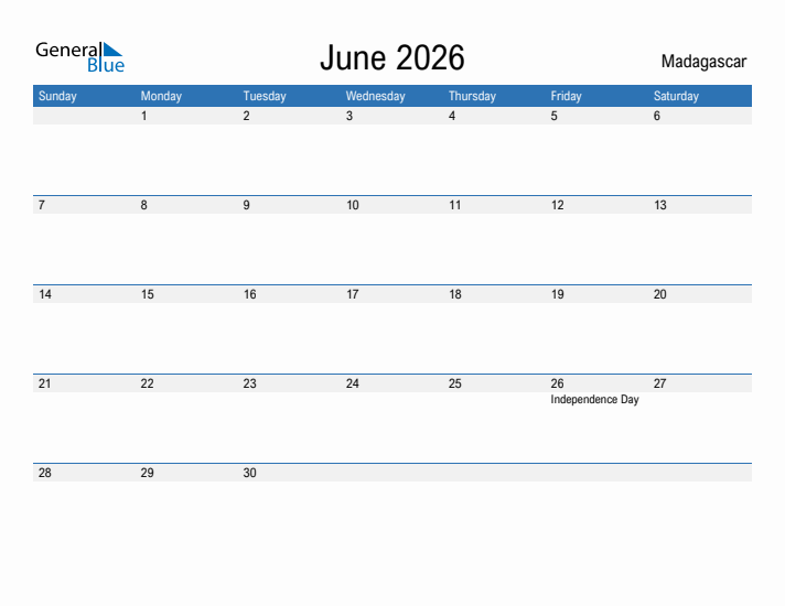 Fillable June 2026 Calendar