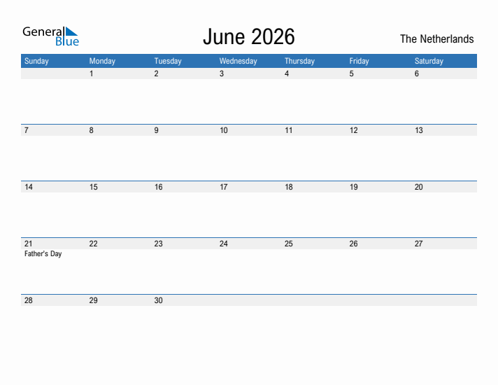 Fillable June 2026 Calendar