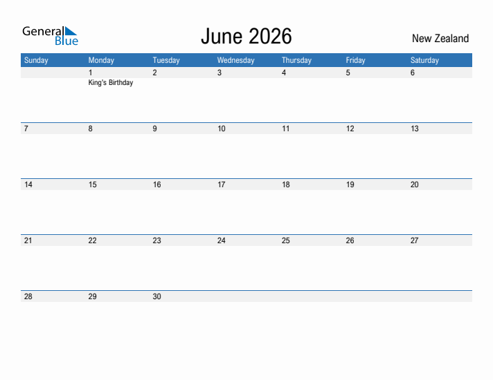 Fillable June 2026 Calendar