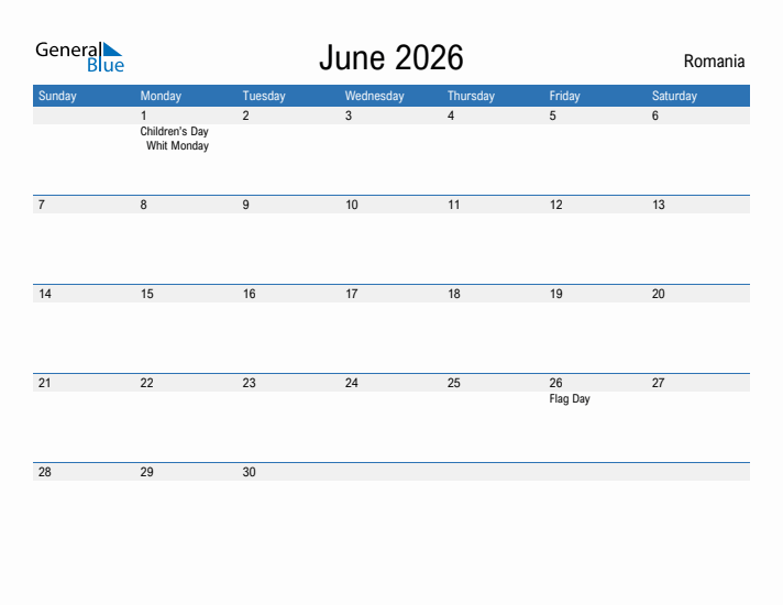 Fillable June 2026 Calendar