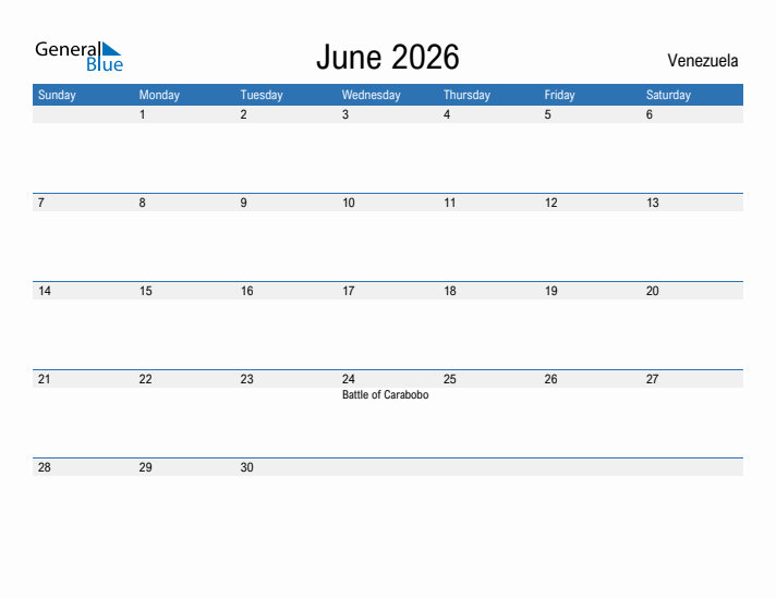 Fillable June 2026 Calendar