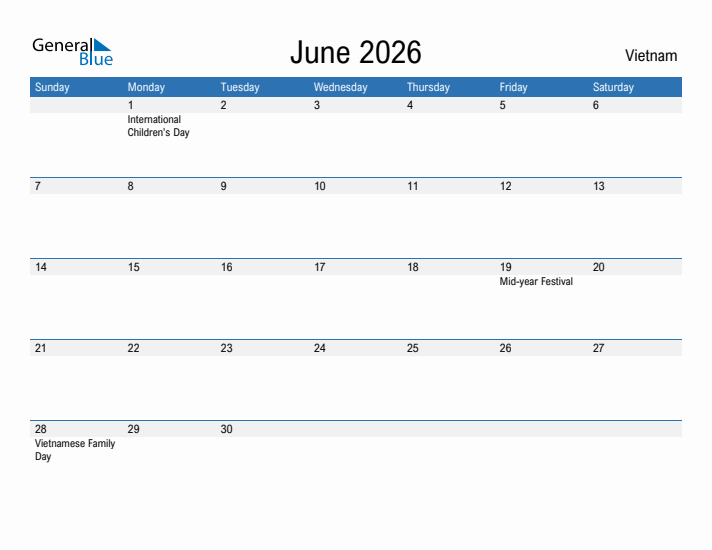 Fillable June 2026 Calendar