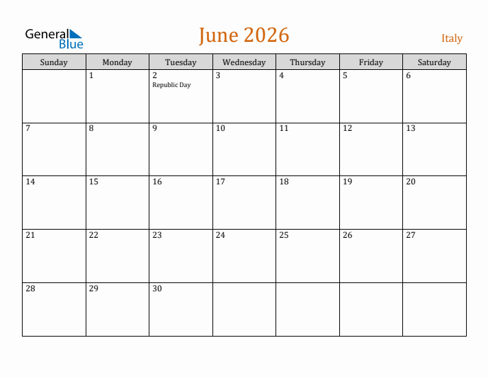 June 2026 Holiday Calendar with Sunday Start