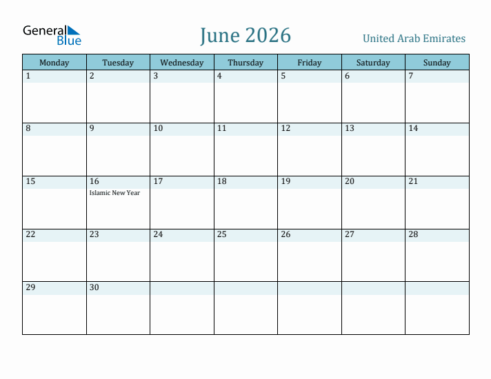 June 2026 Calendar with Holidays