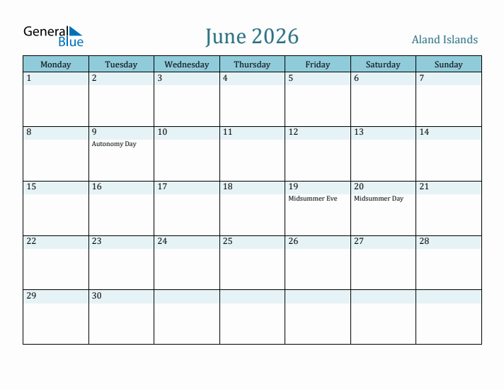 June 2026 Calendar with Holidays