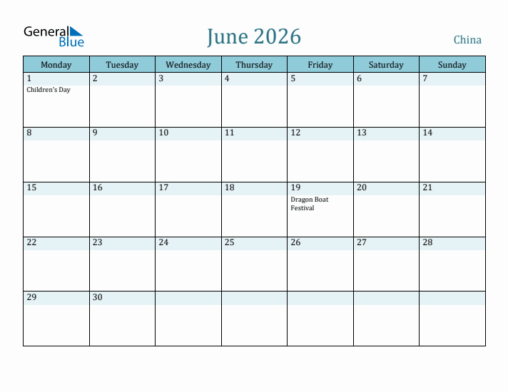 June 2026 Calendar with Holidays