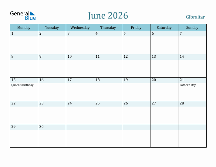 June 2026 Calendar with Holidays