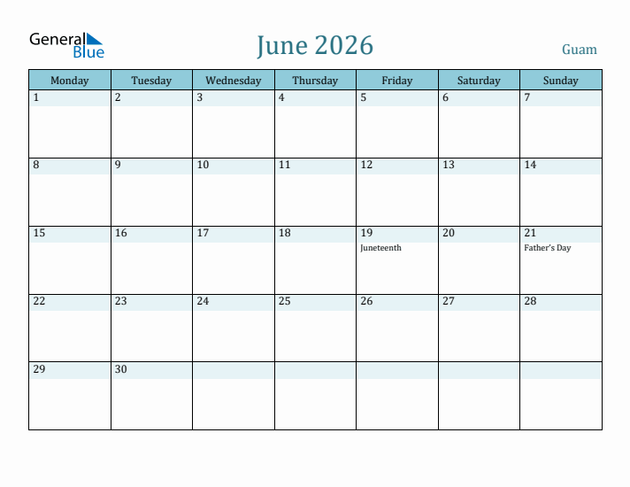 June 2026 Calendar with Holidays